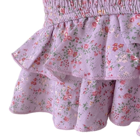 MINX & MOSS mauve purple floral bodycon Dress Ruffles - Picture 6 of 8